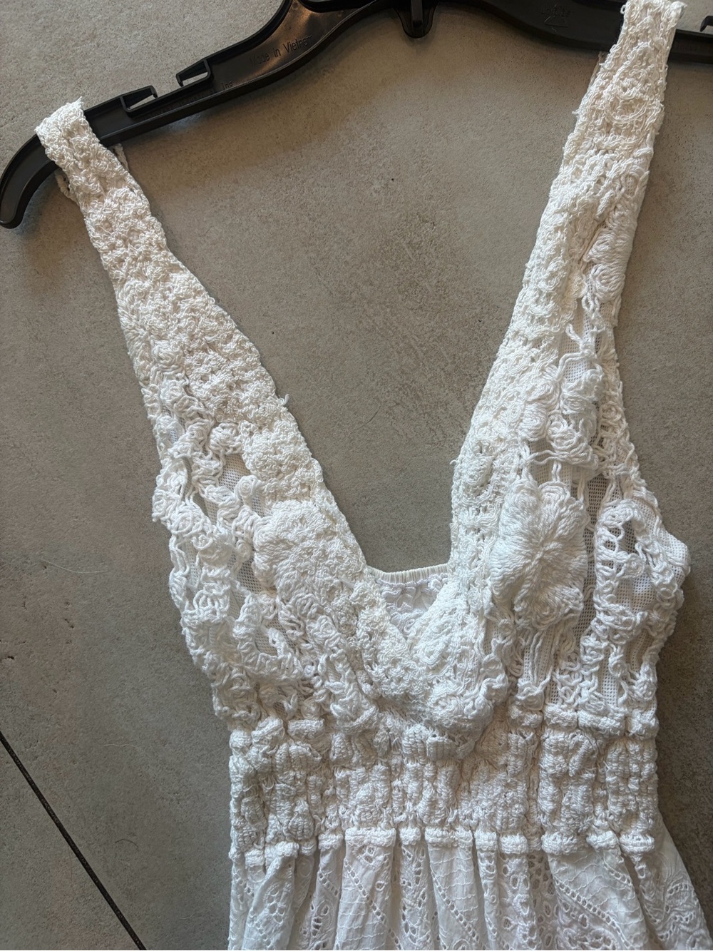 Temptation Positano White Crochet Lace Maxi Dress with Deep V-Neck - Picture 3 of 4